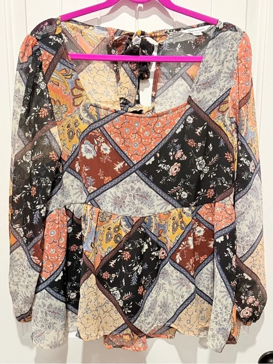 American Eagle Outfitters Patchwork Peasant Top - Picture 2 of 8